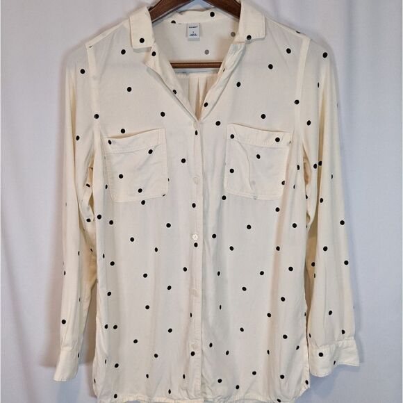 Old Navy Long Sleeve Polka Dot Button Down Top - Picture 1 of 8